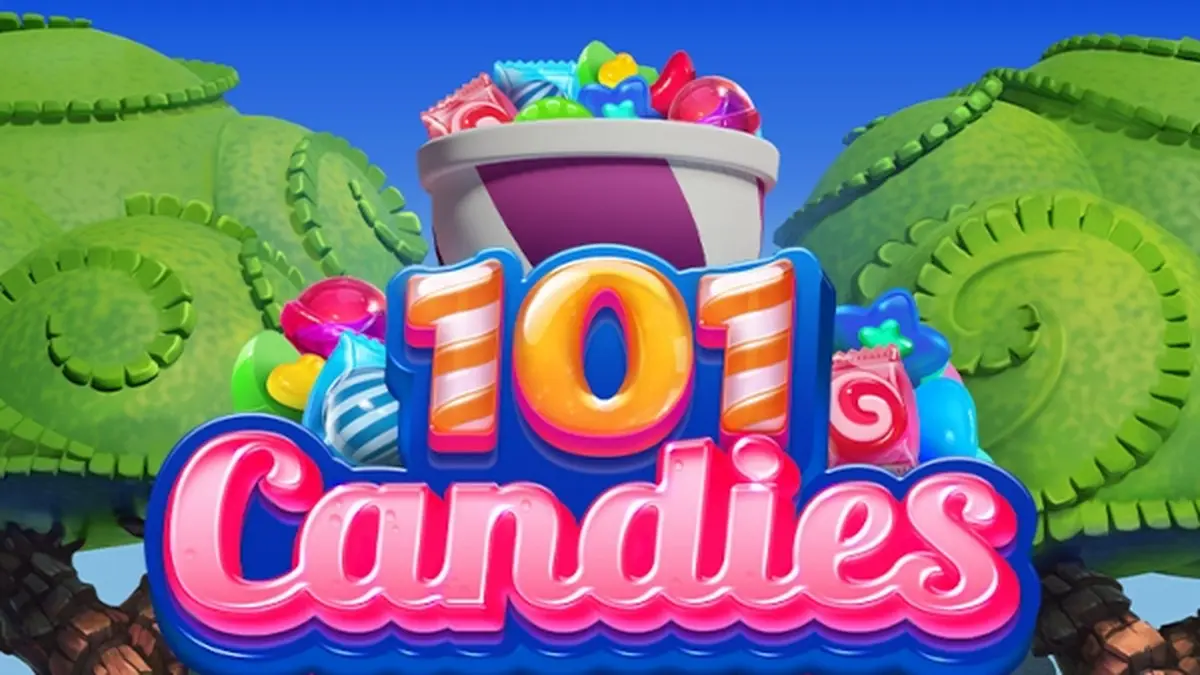 Makulay na disenyo ng 101 Candies slot na may mga kendi sa background.